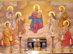 Photo of the tabernacle and altar painting.