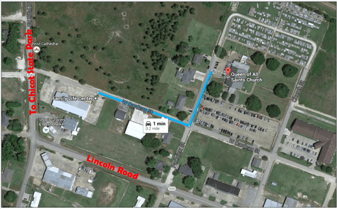 Map - location OLQAS church FLC satellite image